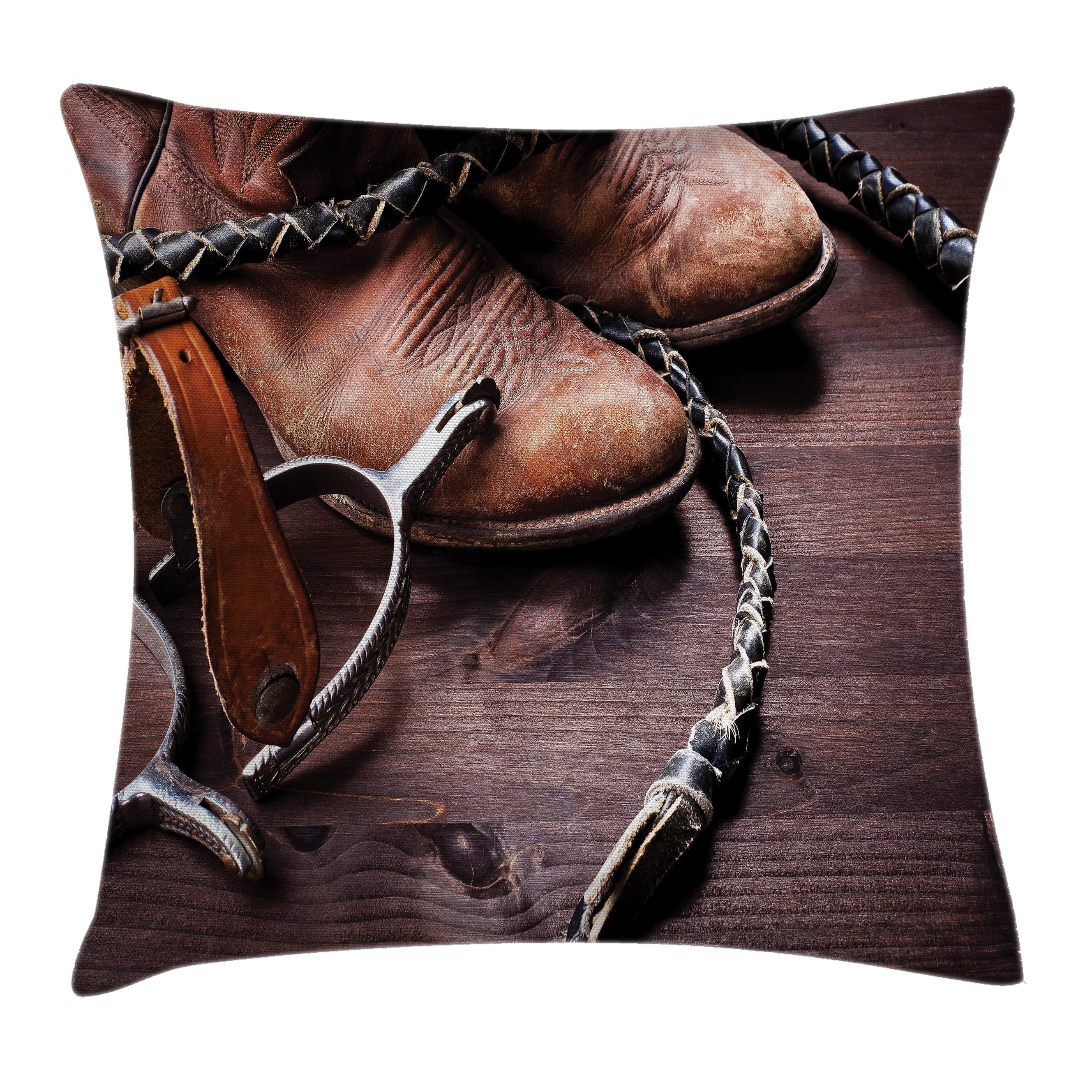 Western Decor Throw Pillow Cushion Cover, Authentic Old Leather Boots