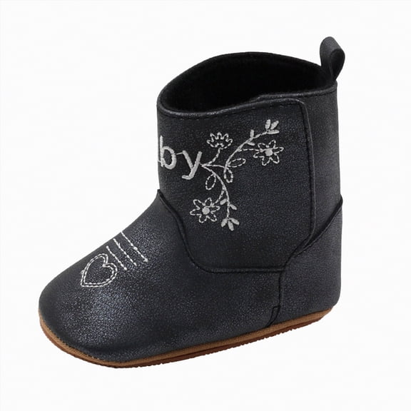 Rotm Boys Cowboy Boots Baby Girls Cowboy Tassel Boots Side Zipper Soft Bottom Non-Slip Toddler Shoe Black,7