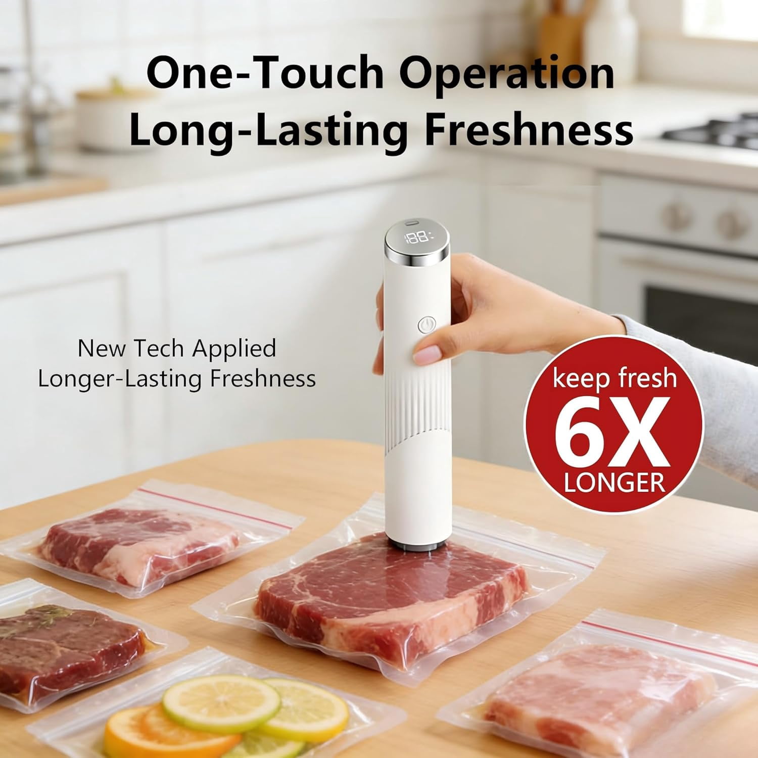 Vacuum Sealer, Handheld Vacuum Sealer, Vacuum Sealer Machine for Food Storage with 30 Reusable Bags, Rechargeable Compact Vacuum Sealer for Preservation & Fresh, Gifts for Mom, Wife, Chef & Home
