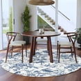 thumbnail image 4 of Blue Botanical Round Area Rug 5 FT, Non Slip Bedroom Area Rug, Vintage Botanical Birds Washable Soft Circular Carpet Non-Shedding Floor Mat for Kitchen Dining Room Foyer Balcony Dorm, 4 of 9