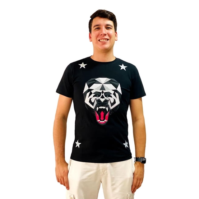 Playera Moda&Pritex Estampado con piedras, corte slim, tela spandex