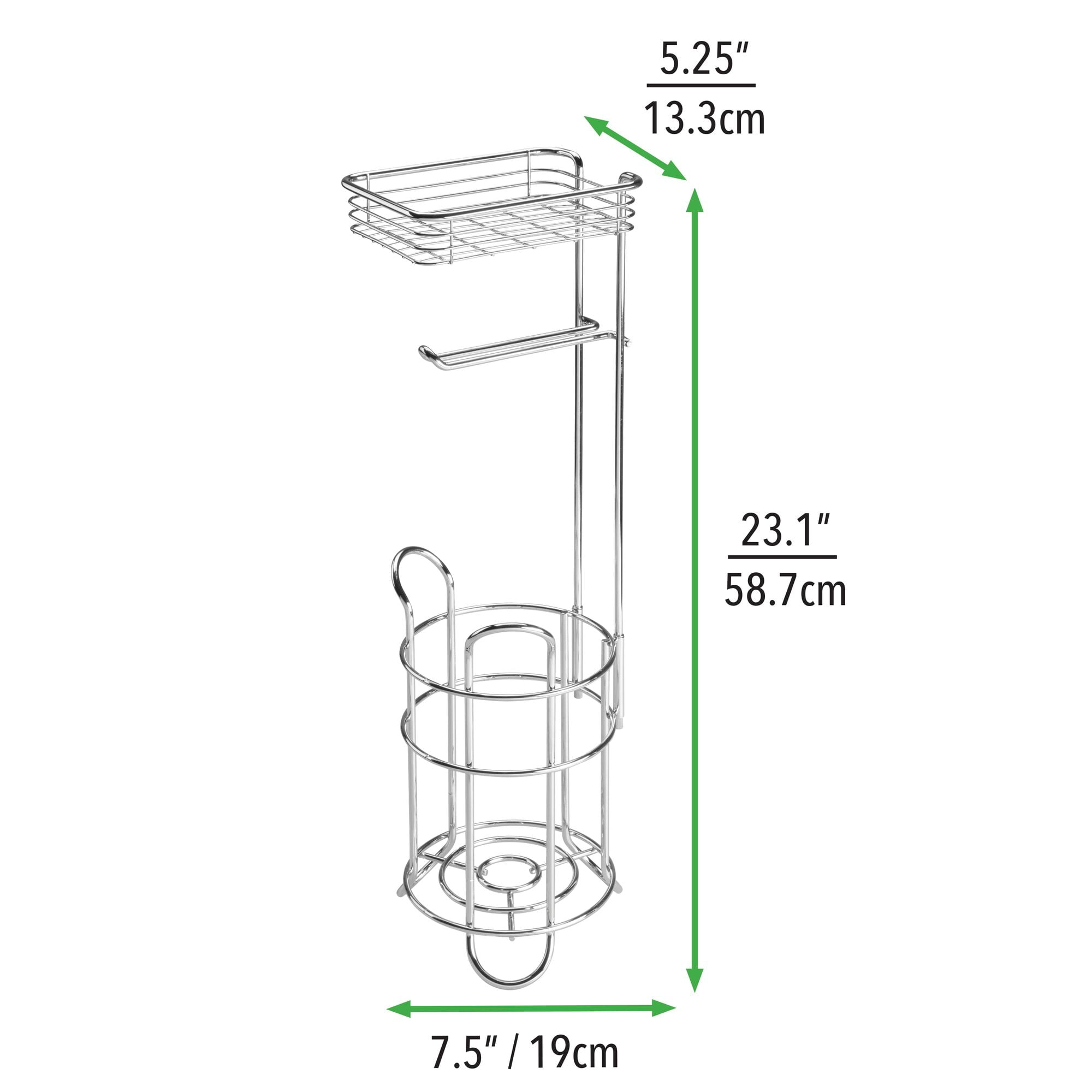 mDesign Steel Free Standing Toilet Paper Holder Stand and Dispenser - Chrome
