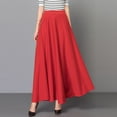 thumbnail image 3 of Skymirror Elegant Women Maxi Skirt High Waist Tummy Control A-line Loose Hem Pockets Solid Color Ankle Length Soft Breathable Lady Dating Party Banquet Skirt, 3 of 8