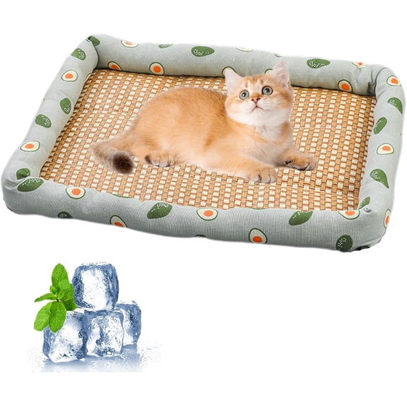 Breathable Rattan Cooling Pet Bed, Celery Pets Breathable Rattan Cooling Pet Bed Breathability Easy Cleaning, Scratch Resistant Ice Pad Sleeping Mats for Cats Dogs