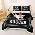 thumbnail image 3 of Castle Fairy Soccer Print King Size Comforter Sets 3pcs, Sport Theme Comforters King Size, Black White,Black Reversible,1 Comforter and 2 Pillowcases, 3 of 6