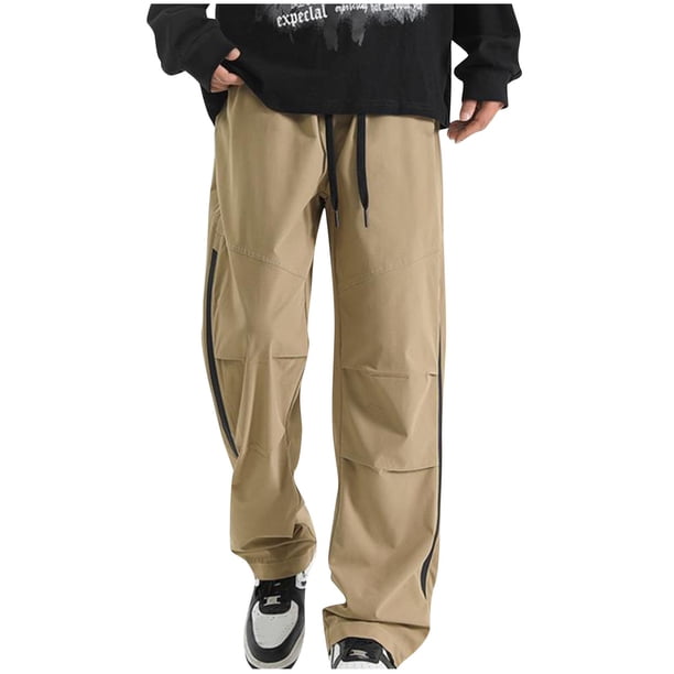 Pantalones largos de moda para hombre, casuales, de color sólido, con bolsillos y cuerda elástica, pantalones casuales para hombre.