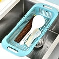 thumbnail image 4 of Stretchable Kitchen Sink Colander Basket | 35cm to 45cm Expandable Strainer | White Blue Gray Plastic Vegetable Drainer | Multipurpose Utensil Holder, 4 of 4