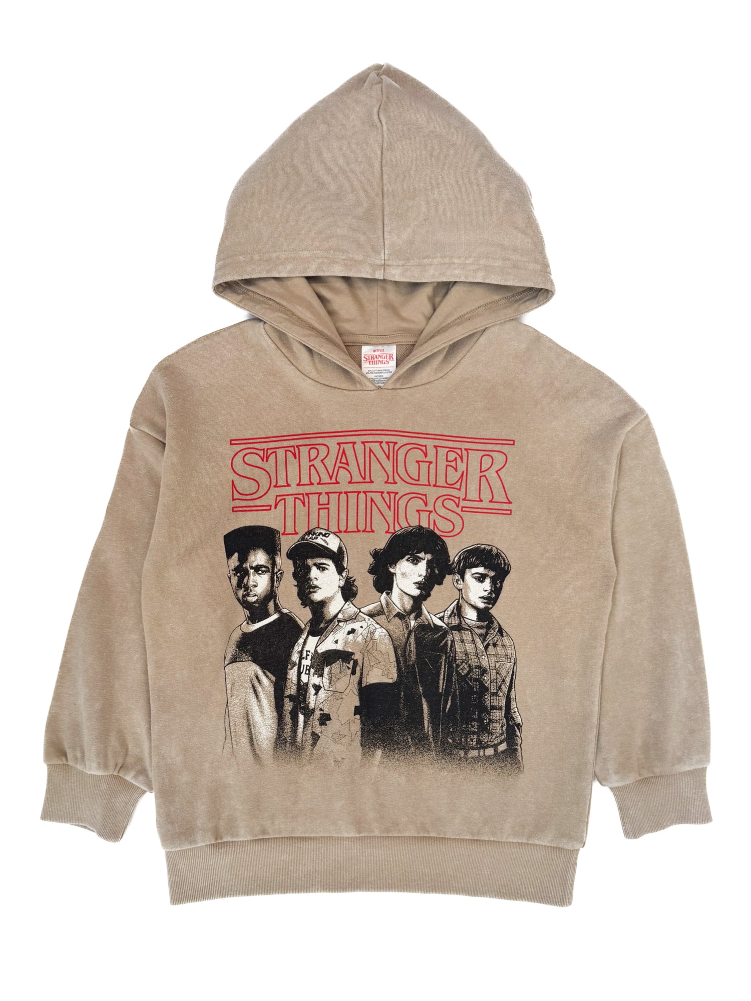 Stranger Things Boys Retro Graphic Long Sleeve Mineral Washed Hooded Sweatshirt, Sizes 4-18