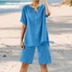 thumbnail image 2 of Conjunto de 2 piezas para mujer: blusa de pierna ancha y pantalones elásticos, cuello en V, ropa informal para el día a día, para todas las estaciones, tallas S/XXXXXL, 2 of 5