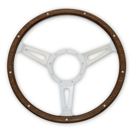 Scott Drake S1MS-3600-WG-14 Cobra Style Wood & Aluminum 14" 9 Hole Steering Wheel