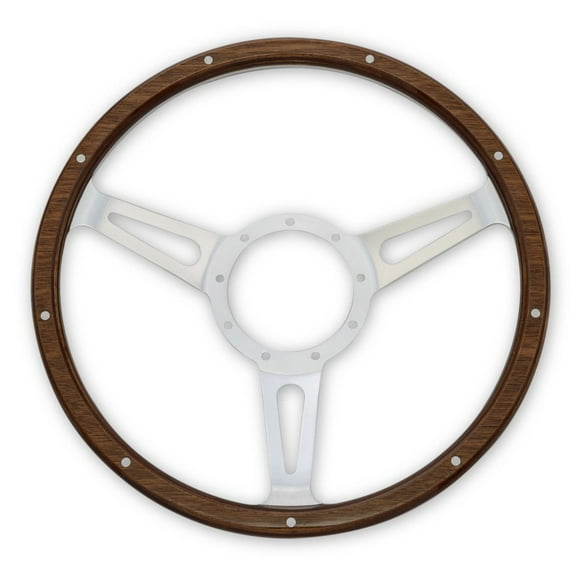 Scott Drake S1MS-3600-WG-14 Cobra Style Wood & Aluminum 14" 9 Hole Steering Wheel