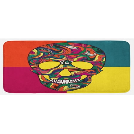 

Sugar Skull Kitchen Mat Colorful Calavera Themed Art Catrina Day of the Dead Mexican Culture Theme Plush Decorative Kitchen Mat with Non Slip Backing 47 X 19 Multicolor by Ambesonne