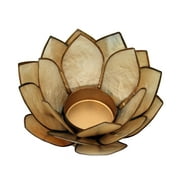 Smoke Brown Capiz Shell Lotus Flower Small Tealight Candle Holder