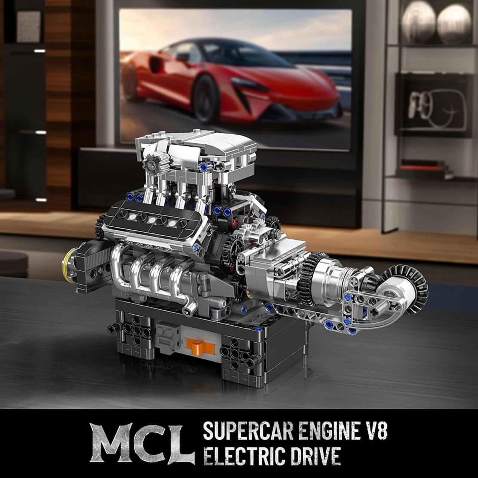 SNOWEAGLE V8 Engine Building Blocks Sets, V8 Engine Model kit That Run, Build Your Own STEM Model Engine, 8-Cylinder Car Engine Building Engineering Toys for Kids/Adults Collections(737+PCS)