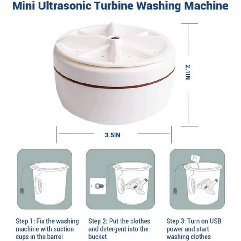 Portable Mini Ultrasonic Washing Machine with USB for Home, Business,  Travel, College Room,Turbo Washer for Cleaning Sock,Underwear,Small Rags