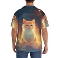 thumbnail image 5 of Lafuoo Starry Sky Constellation Cat Pattern Men's Cuban Collar Short Sleeve Shirt, Button-Down Resort Beach Pocket Shirt-XX-Large, 5 of 7