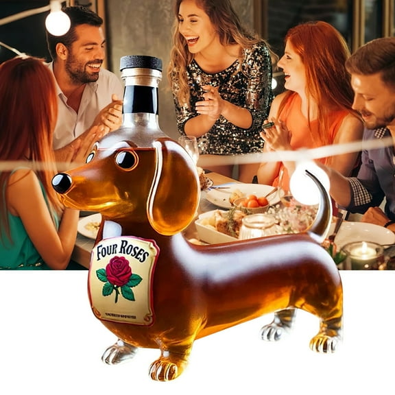ChenyGod Dachshund Dog Whiskey Bottle,3D Sculpted Dachshund Shape Whiskey Glass Tumbler,Unique Red Wine Decanter for Whiskey Lovers Dog Lovers