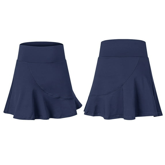 IROINNID Women's Sports Loose Fake Two-piece Anti-peep And Quick-drying Running Fitness Culottes Tennis Skirt Short Elastic Waist Mini Solid Color Skirt