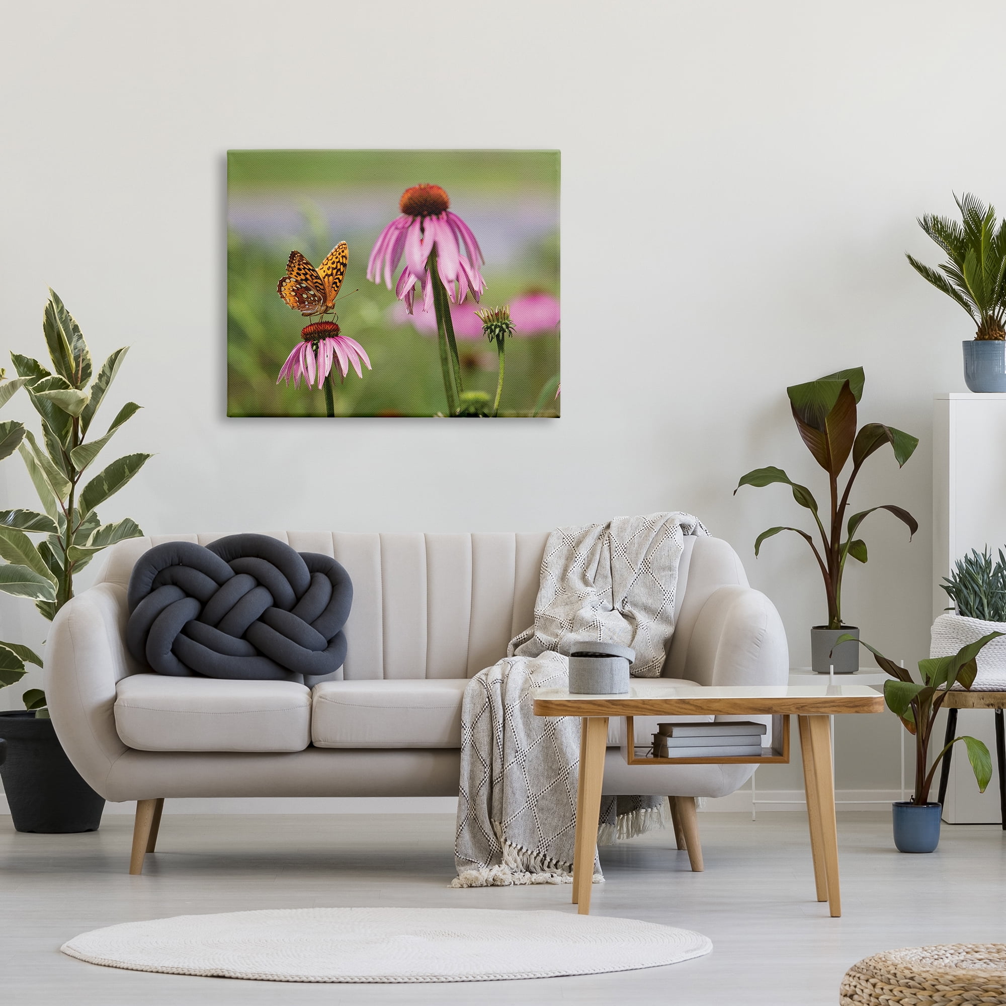 Stupell Industries Butterfly on Purple Flower Animals & Insects Photography Gallery Wrapped Canvas Print Wall Art, 40 x 30