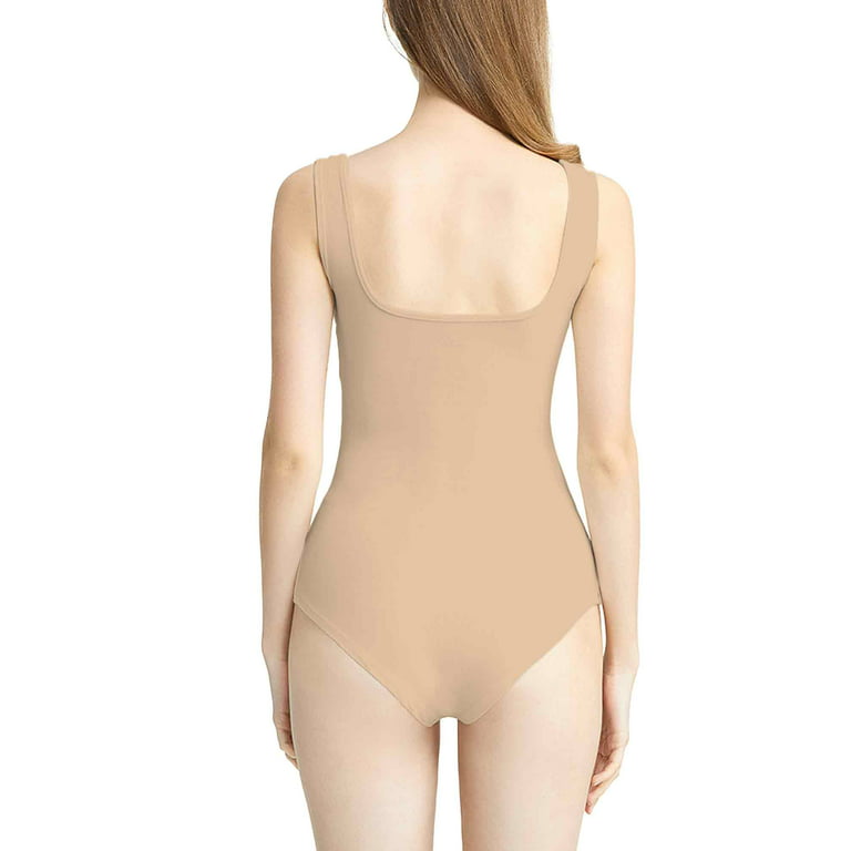 CrazyJune Women's Square Neck Sleeveless Strechy Essential Modal Bodysuit