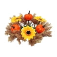 thumbnail image 2 of Fall Table Candle Rings,11" Artificial Maple Leaf Pumpkin Centerpiece Candleholder Wreath Thanksgiving Flower Harvest Farmhouse Decor, 2 of 6