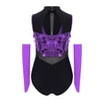thumbnail image 4 of vastwit Girls Big Sequins Gymnastics Leotard with Arm Sleeves Ballroom Modern Tap Dance Outfit for Stage Performance Purple 6, 4 of 6