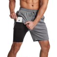 thumbnail image 1 of Swimming Shorts Men, Swimming Trunks With Compression Liner 2 In 1 Quick Dry Stretchy Mens Swim Shorts Surfing Beach Shorts With 2 Zipper Pockets s202, 1 of 4