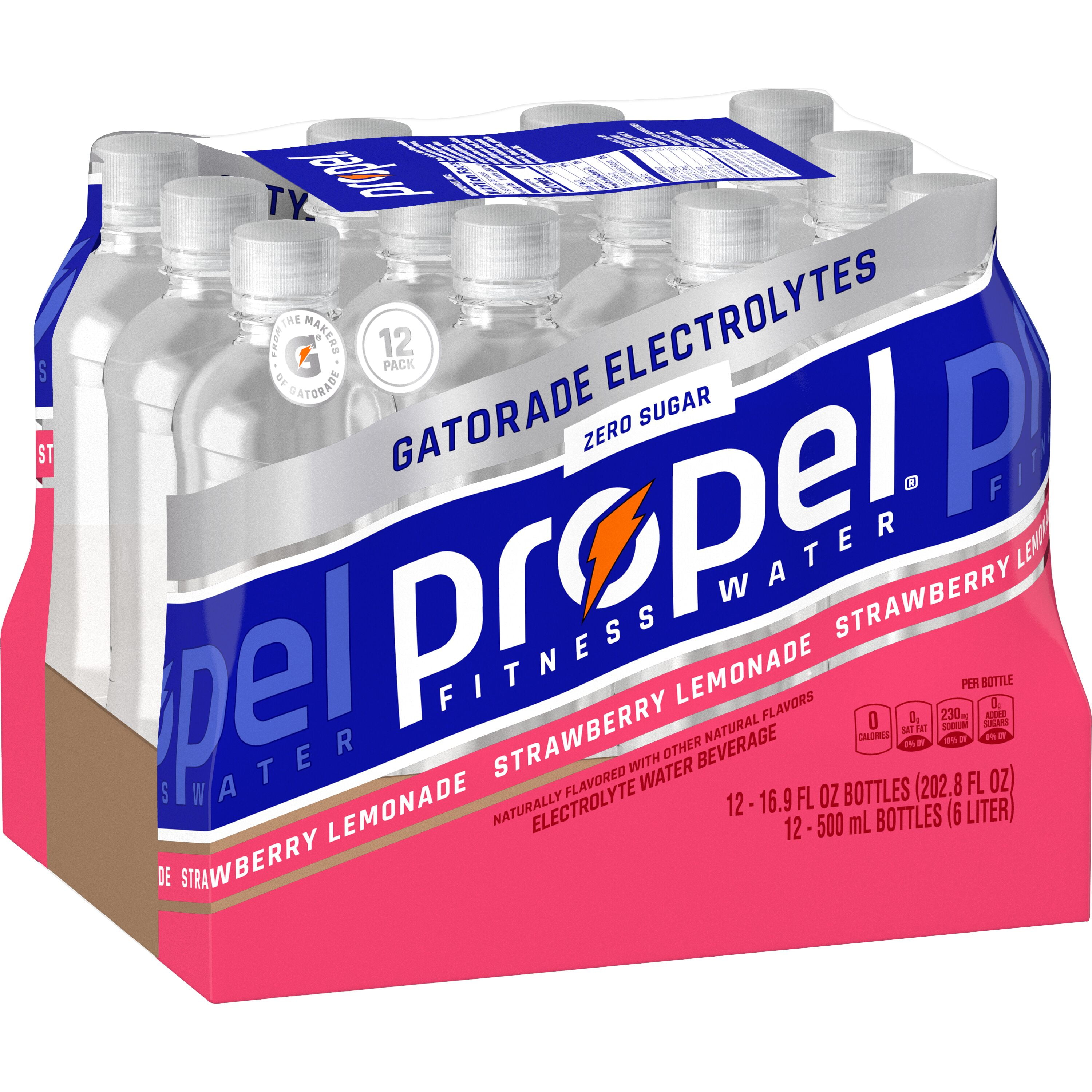 Propel Electrolyte Water Beverage Strawberry Lemonade Naturally Flavored 16.9 fl oz 12 Count Bottle