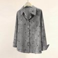 thumbnail image 4 of Inverlee Cotton Linen Button Down Shirts for Women Long Sleeve Collared V Neck Blouses Spring Casual Heart Print Going Out Tops with Cheat Pocket, 4 of 7