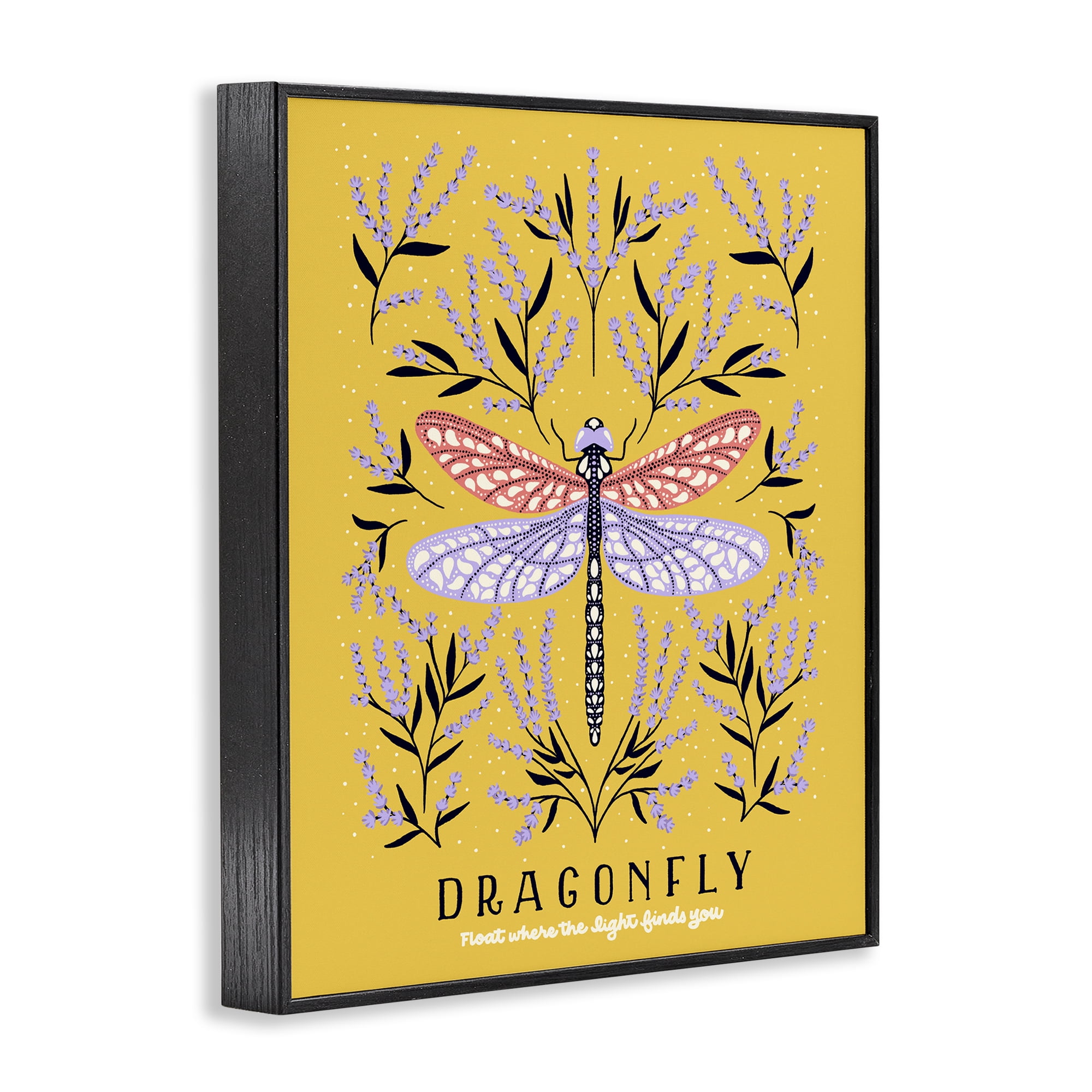 Stupell Industries Dragonfly Symmetry on Yellow Black Framed Giclee Art, design by Indira Prieto | IndySign