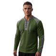 thumbnail image 4 of Conairie Polo Shirts For Men Long Sleeve Solid Color Fashion Lightweight Loose Button Up Henley Shirt Spring Comfort Classic Basic Blouse Green M, 4 of 5