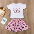 thumbnail image 3 of CNKOO 2PCS Bébé Filles Enfants T-shirt Tops + Jupes Mini-Robe Tenues d'Été Ensemble Blanc 3-4 Ans, 3 of 7