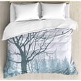 thumbnail image 3 of Winter Duvet Cover Set Twin Size, Winter Season Theme A Tree without Leaves in the Snowy Forest and Flying Birds, Decorative 2 Piece Bedding Set with 1 Pillow Sham, Petrol Blue, by Ambesonne, 3 of 3