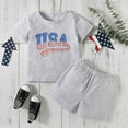 thumbnail image 3 of Bysome Toddler Boy Outfit Size 4 Years-5 Years Kids Baby Girls 4Th Of July Summer Short Sleeve Independence Day T Shirt Tops Stars Stripes Shorts Outfits Set Grey Boy Outfit Set, 3 of 9