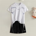 thumbnail image 2 of Ccpelsie Boys Athletic Short Sets 2 Piece T-Shirt and Shorts for Kids Loose Mesh Outfit Sets Summer Wear(White,9-10 Years), 2 of 7