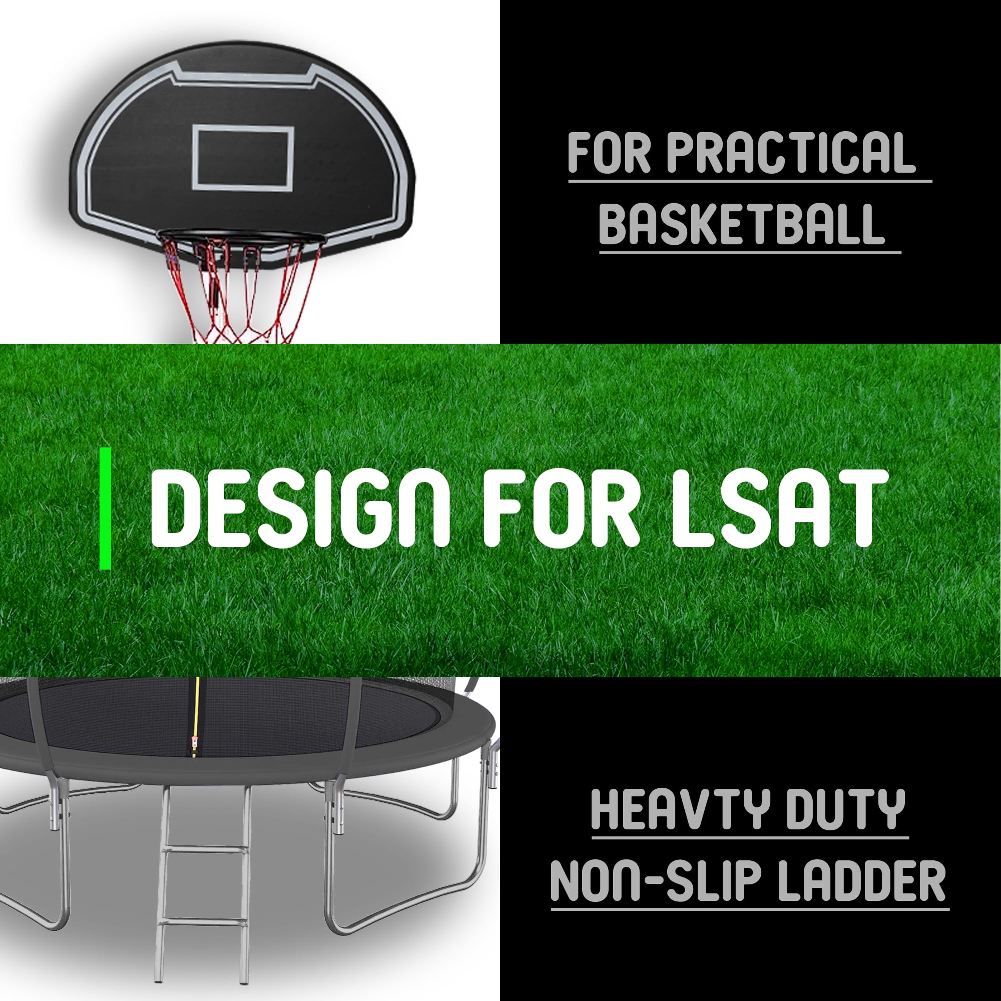 Shengchao Trade 1000LBS 12FT Trampoline for Adults and Kids,Trampoline with Enclosure,Basketball Hoop, Light,Recreational Trampoline with Ladder, Heavy Duty Trampoline Capacity for 4-6 Kids