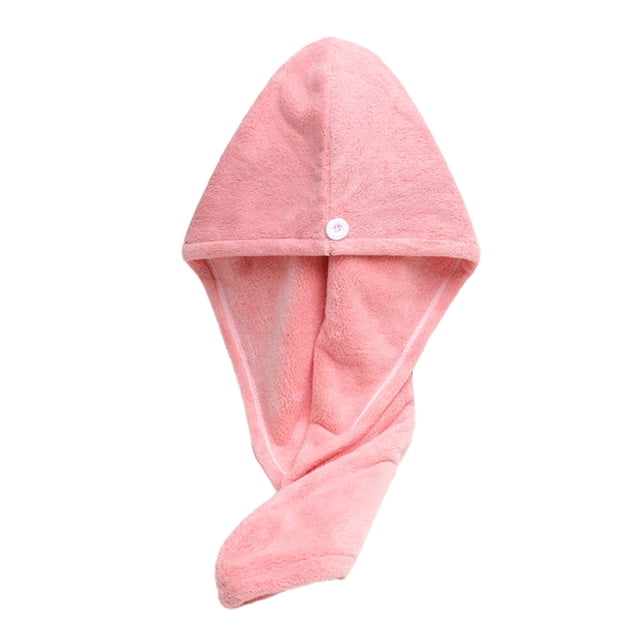 Fiudx Gorro de Terciopelo Coral para Secar El Cabello, Diseño de Toalla Superabsorbente, Secado Rápido, Suave y Cómodo, Botón Antideslizante, Multiusos, Ideal para Baño y Viajes, 25 X 65 Cm.