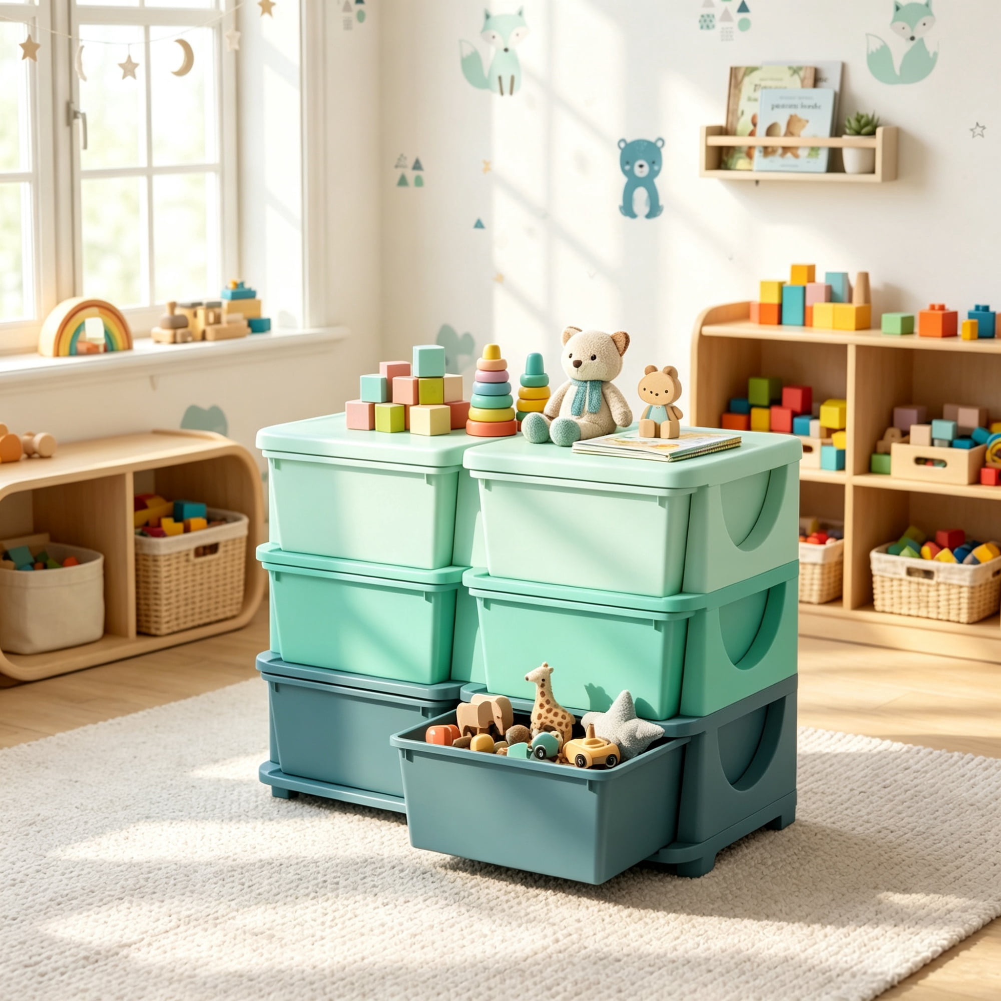 6-Drawer Toy Storage Organizer with 14L Capacity for Kids Playroom