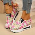 thumbnail image 2 of YOUYEDIAN Sneakers for Women Fashion Wedge Block Heel Floral Print Versatile Sneakers Casual Outdoor Non Slip Round Toe Shoes, 2 of 5