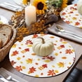 thumbnail image 6 of Fall Round Placemats Set of 4 Autumn Maple Leaves Place Mats Thanksgiving Woven Placemat Orange Fallen Leaf Circle Braided Table Mat for Kitchen Dining Table Autumn Party Home Decor 15 Inch, 6 of 9
