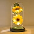 thumbnail image 1 of Regalos de girasol para mujer, flores artificiales de girasoles en cúpula de vidrio con tira LED, regalos de cumpleaños para mamá y abuela, decoración de girasol en el día de la madre, 1 of 8