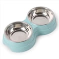thumbnail image 1 of Comedero Doble para Mascotas, de Acero Inoxidable, para Gatos, Cachorros y Perros, Color Verde., 1 of 5