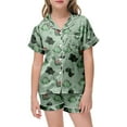 thumbnail image 2 of Girls Summer Outfits Summer 2 Piece Set Floral Print Collar Top Shorts Elastic Waist Playwear Girl Clothes Dark Green 120(4 Years-5 Years), 2 of 4