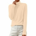 thumbnail image 2 of MESSUEN Turtleneck Tops for Women Long Sleeve Undershirt for Women Fitted Shirts for Women Long Sleeve Shirt Women Fall Sweatshirt Womans Shirts Shirt for Women Beige L, 2 of 5