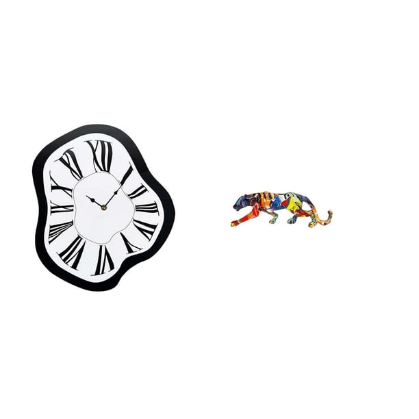 Reloj De Pared Acrílico Distorsionado, Escultura única Y Creativa, Adorno De Reloj Derretido, Figura De Leopardo De Lujo, Divertida Artesanía Animal Para Decoración De Escritorio, Tienda,