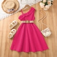 thumbnail image 7 of ITSAME Dress for Girls, One Shoulder Waist-Cinching Sleeveless Ruffled Kids Pageant Party Formal Dress Hot Pink 11-12T, 7 of 7