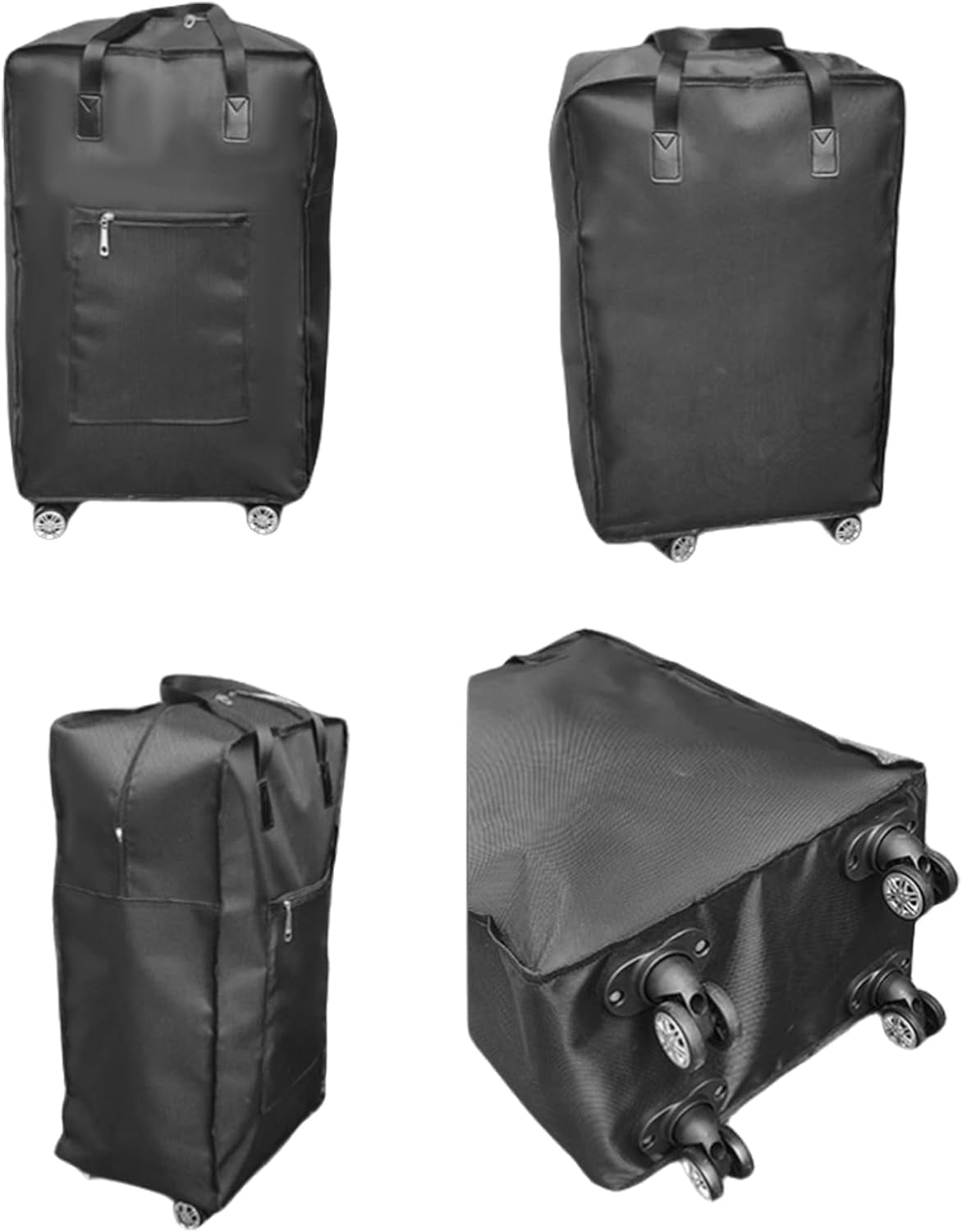 Expandable Foldable Duffel Bag with Wheels Rolling Duffle Bag Luggage Bag Carry on Bag Lightweight Suitcases,Black