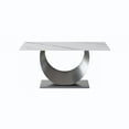 thumbnail image 4 of Magic Home 63" Light Luxury Sintered Stone Dining Table,Slate Rectangular Tabletop with Stainless Steel Base,Dining Table for 6 Person for Dining Room, White Tabletop, 4 of 5