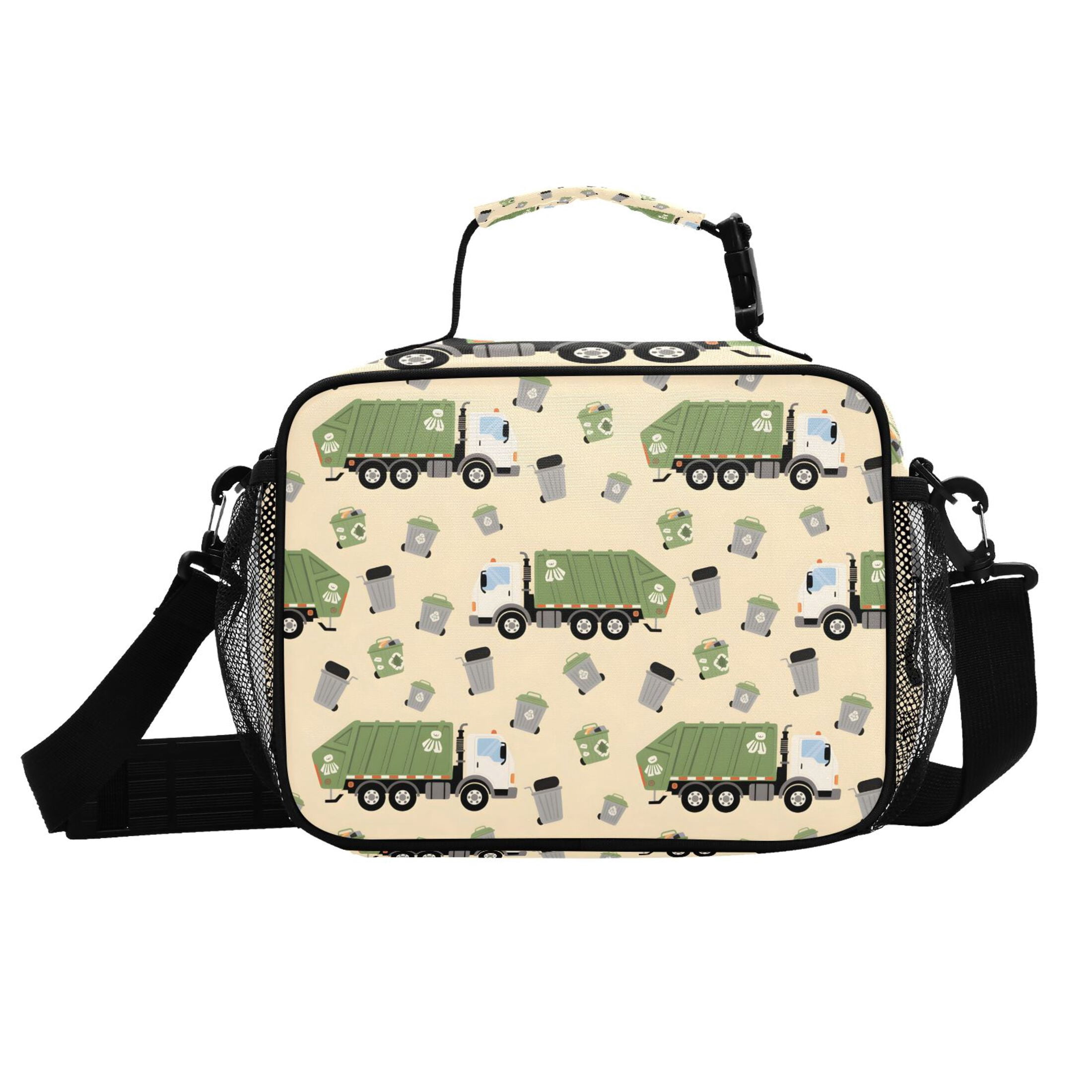 ALAZA Garbage Trucks Lunch Box Insulated Cooler Bag Reusable Tote Bags Shoulder Strap