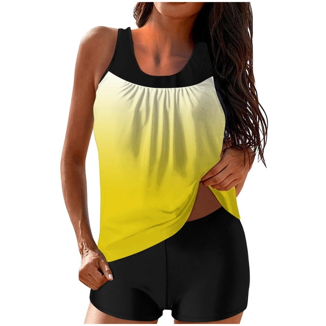Traje de baño de dos piezas para mujer, trajes de baño para mujer, traje de baño de dos piezas de moda con estampado y cintura alta para mujer